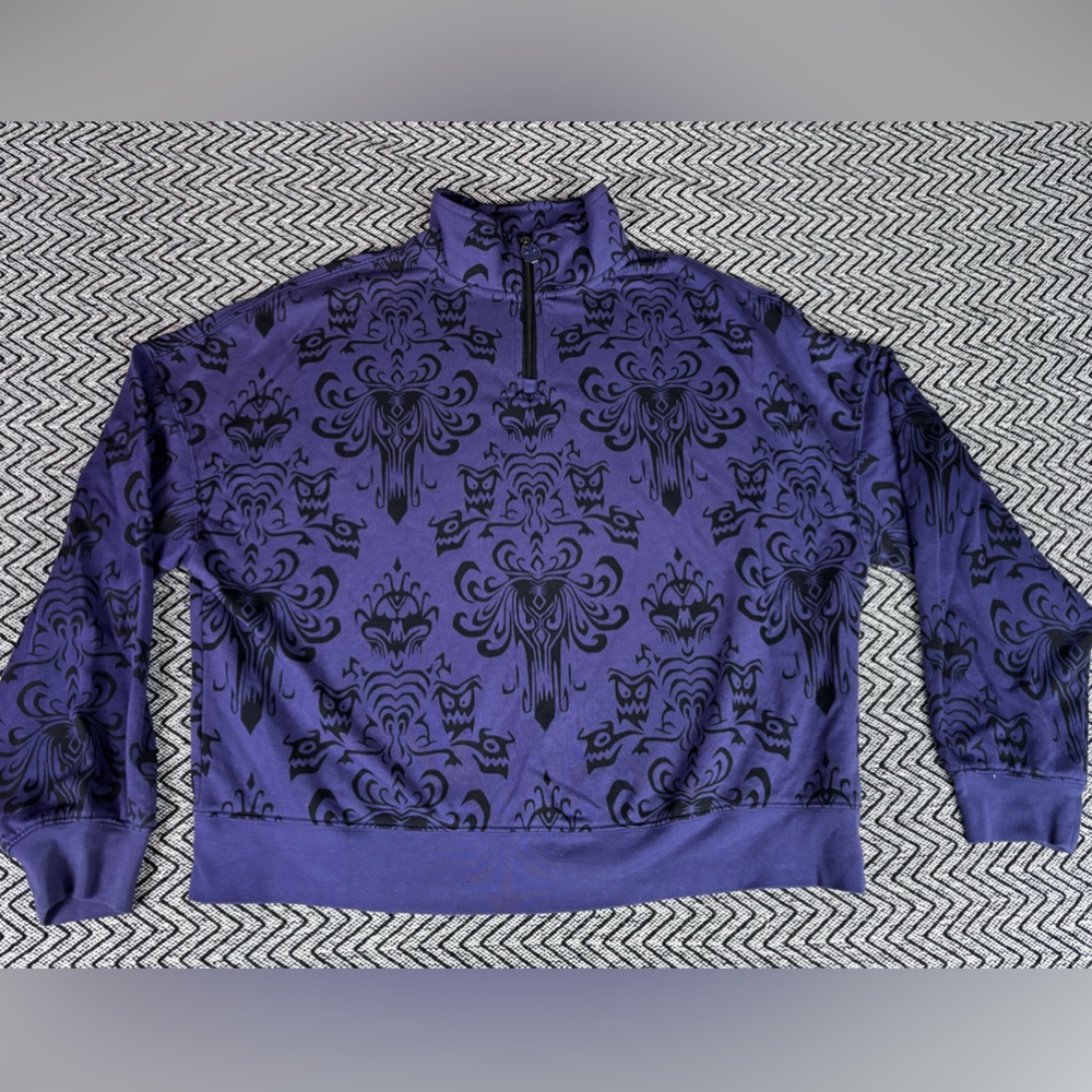Disney Parks Haunted Mansion Wallpaper Quarter Zip Pullover